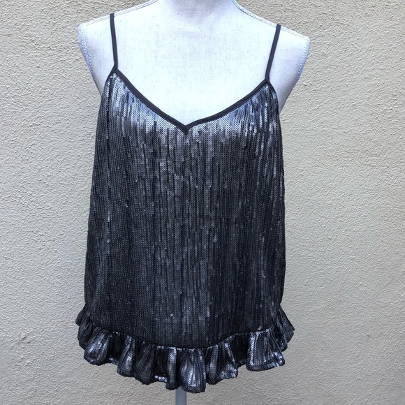 Anthropologie Sequence Ruffled Cami, Silver NWT Women’s Size 6, 8 - Picture 2 of 4